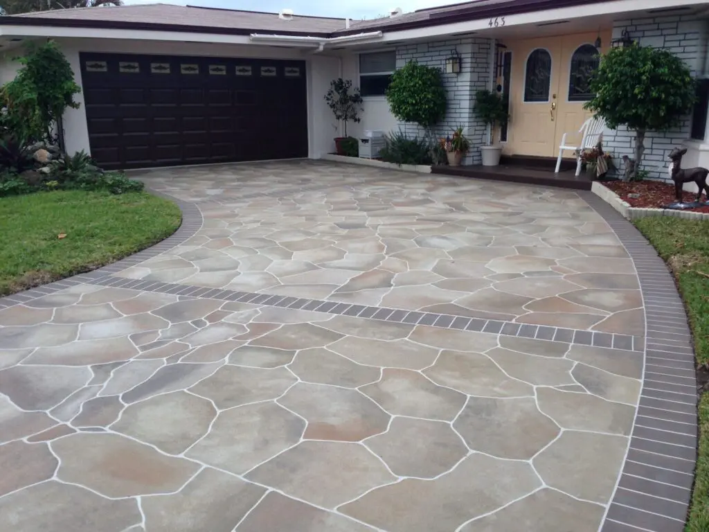 residential concrete stamped driveway